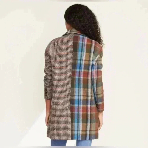 VERONICA BEARD Dickey Jacket Long Over Coat Wool Plaid Patchwork XS 0 2 $1200 - Picture 9 of 16